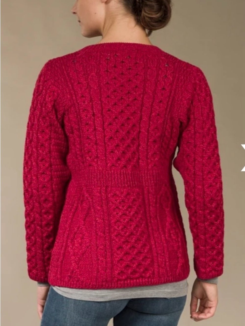 ARAN SWEATER MARKET Women's Merino Wool A-Line Fit Cardigan XL RED(Chillipepper)